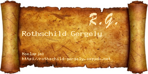 Rothschild Gergely névjegykártya